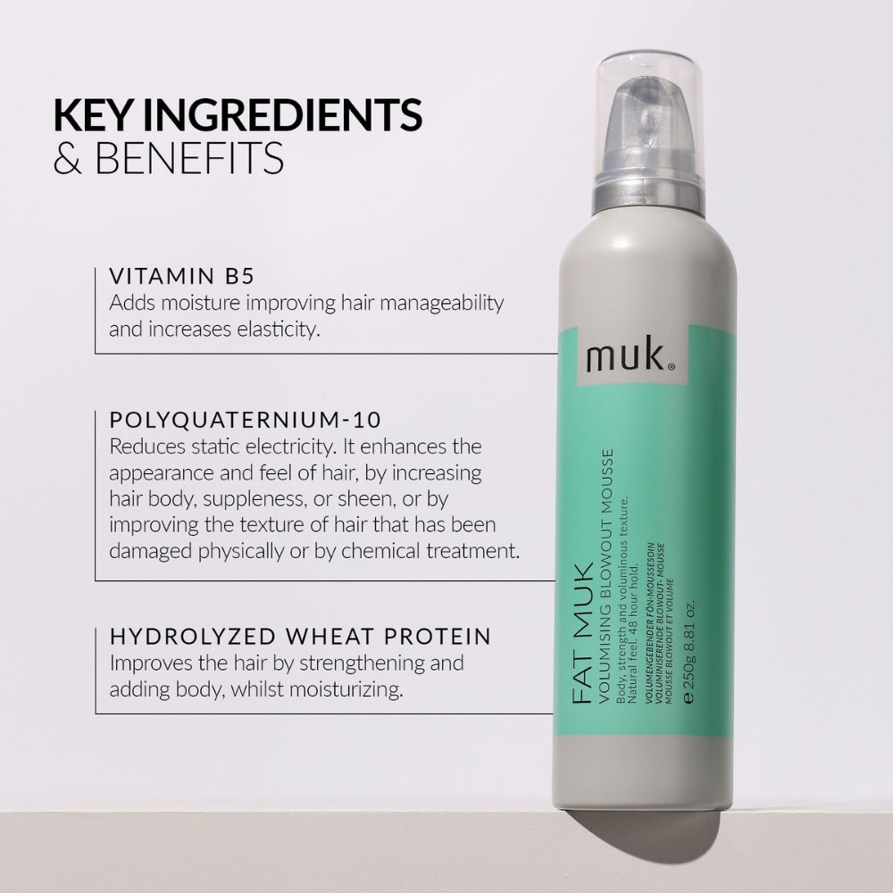 Muk Hair - Fat Volumising Blowout Mousse 250g – benefits