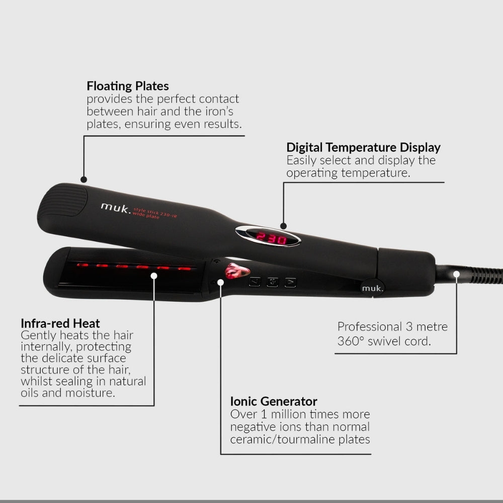 Muk Hair - Hair Straightener Wide Plate Style Stick – plates