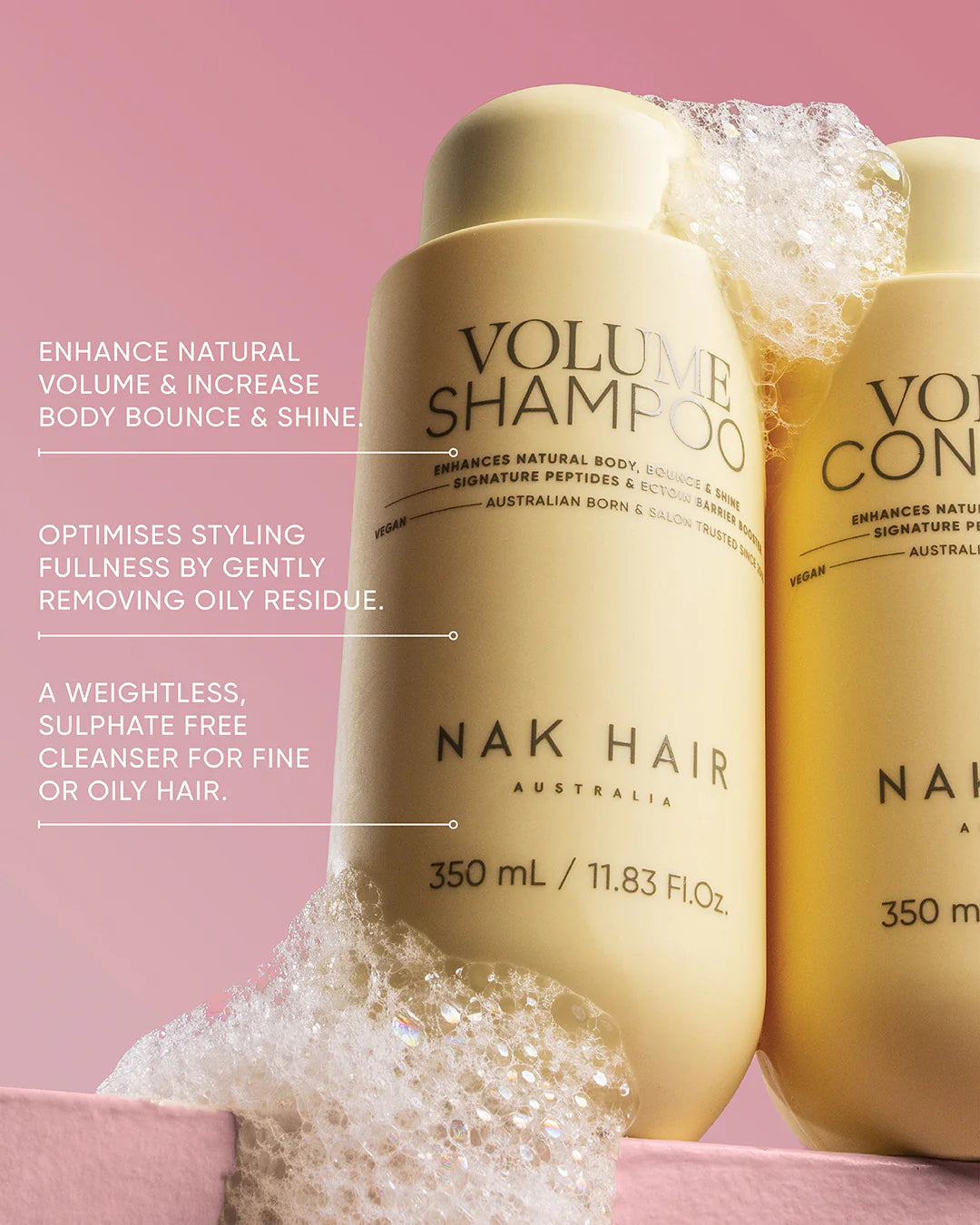 Nak Hair - Signature Volume Trio Pack- Volume Shampoo 350ml, Volume Conditioner 350ml and Replends Creme Leave in Moisturiser 150ml