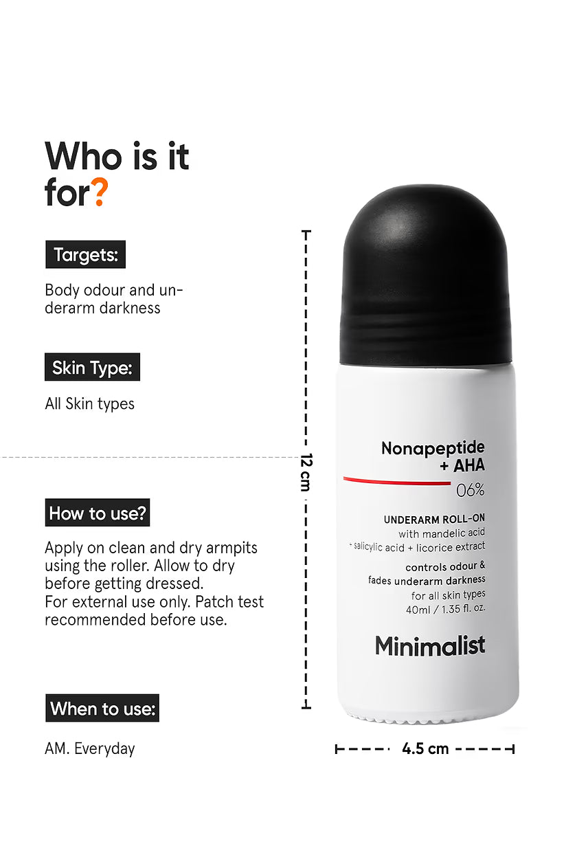 Minimilist - Nonapeptide + AHA 6% Underarm Roll-On 40ml - Zilion
