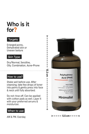 Minimilist - Polyhydroxy Acid (PHA) 3% Face Toner 150ml - Zilion
