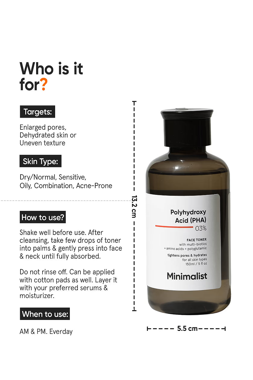 Minimilist - Polyhydroxy Acid (PHA) 3% Face Toner 150ml - Zilion