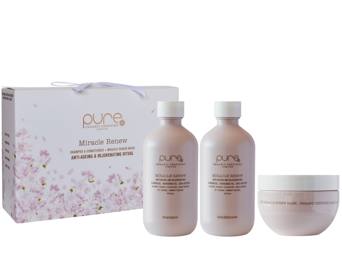 Pure Organic - Precious Shampoo, Conditioner & Miracle Renew Mask Trio Pack - Zilion