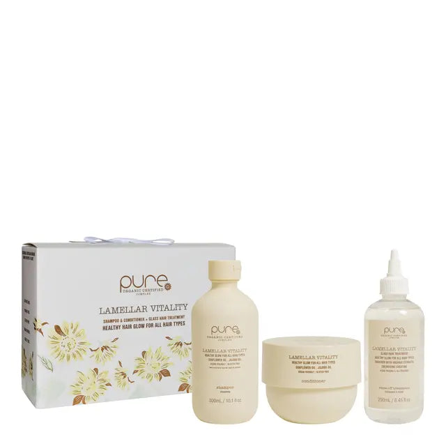 Pure Organic - Lamellar Vitality Shampoo & Conditioner + Glass Treatment Trio Pack - Zilion