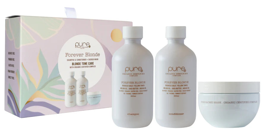 Pure Organic - Forever Blonde Shampoo, Conditioner & Sacred Mask Trio Pack - Zilion