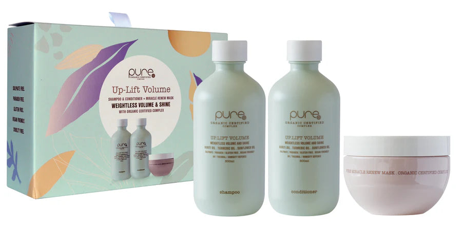 Pure Organic - Up-Lift Volume Shampoo, Conditioner & Miracle Renew Mask Trio Pack - Zilion
