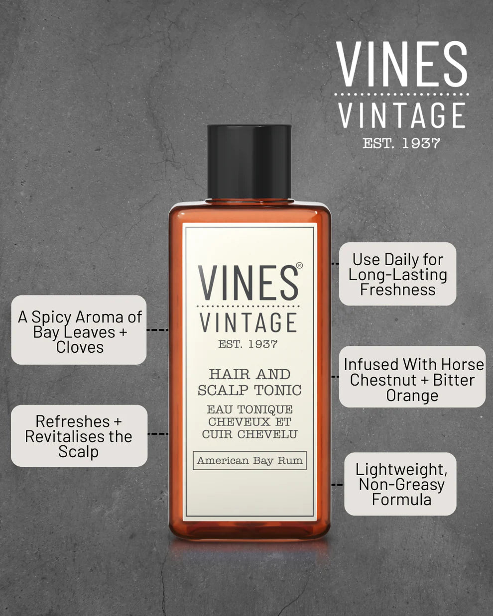 Vines Vintage - American Bay Rum Hair & Scalp Tonic 1000ml