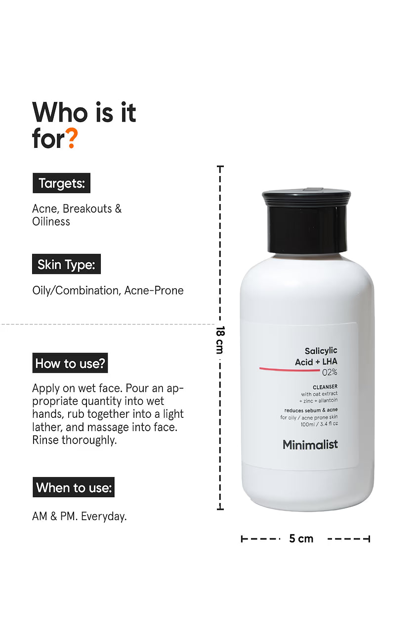 Minimilist - Salicylic Acid + LHA 2% Cleanser 100ml - Zilion