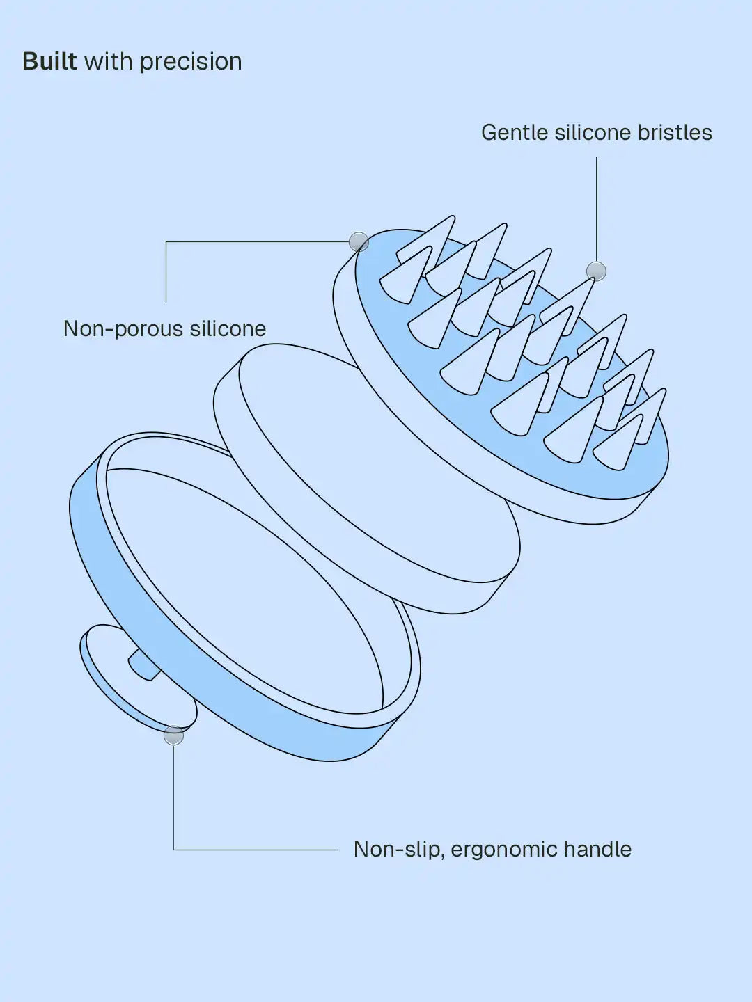 Arata - Scalp Massager with Silicone Bristles – silicone bristles close-up