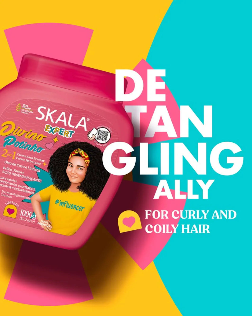 Skala Brasil - Divino Potinho Power Kids Hair Treatment Conditioning For Wavy, Curly, Coily & Kinky Hair 1000g