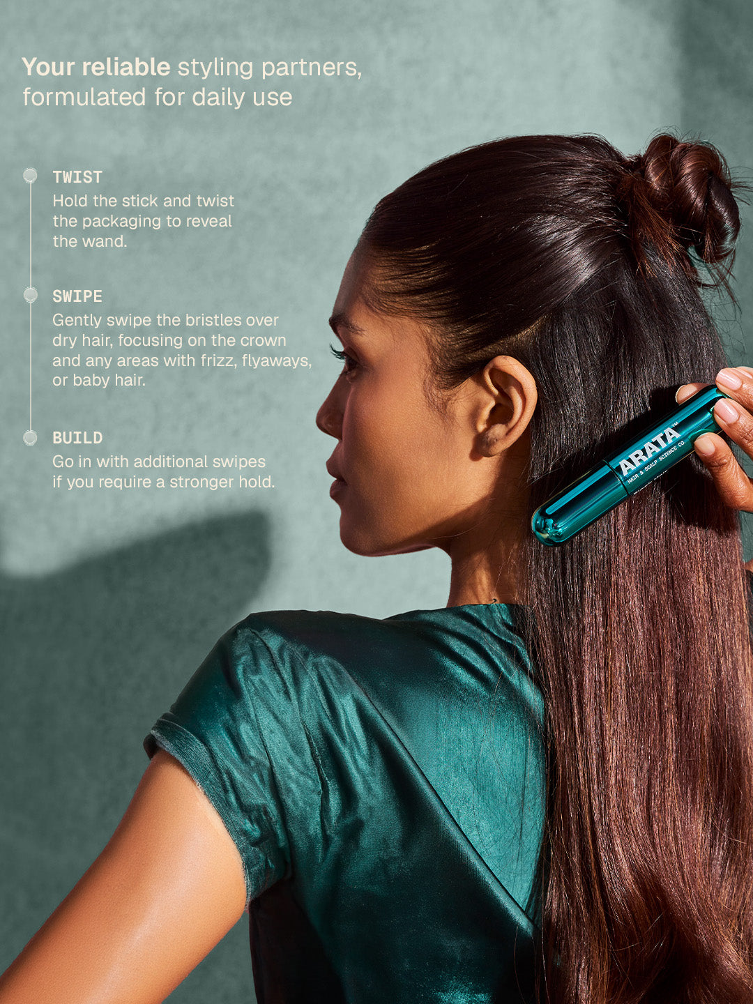 Arata - Sleek Hair Styling Stick 15ml & Strong Hold Styling Gel 50ml Combo – how to use