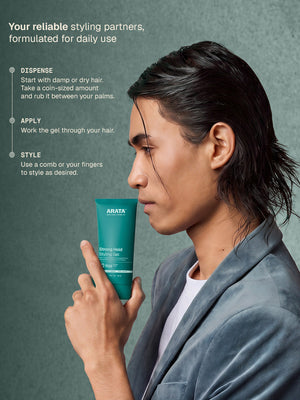 Arata - Sleek Hair Styling Stick 15ml & Strong Hold Styling Gel 50ml Combo – styling looks
