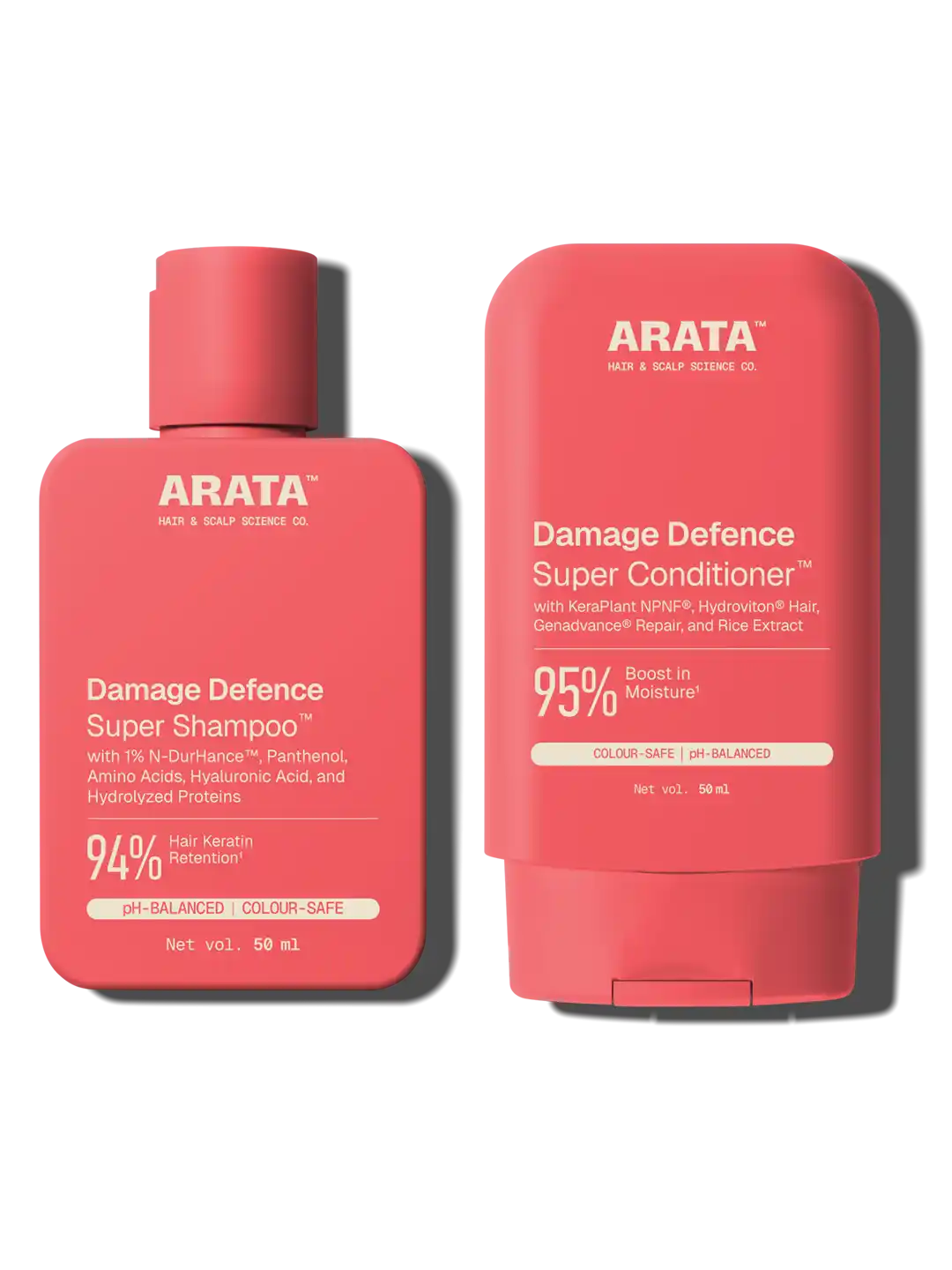 Arata - Damage Defence Super Shampoo & Conditioner Combo 2 x 50ml – front of pack