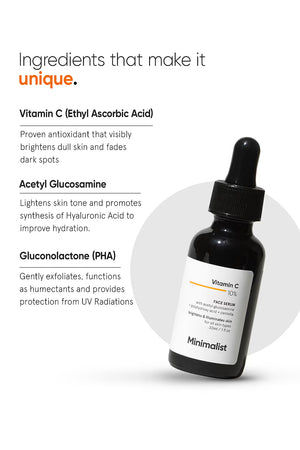 Minimilist - Vitamin C 10% Face Serum 10ml - Zilion