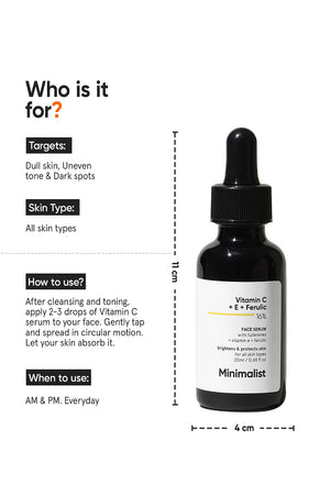 Minimilist - Vitamin C + E + Ferulic 16% Face Serum 20ml - Zilion