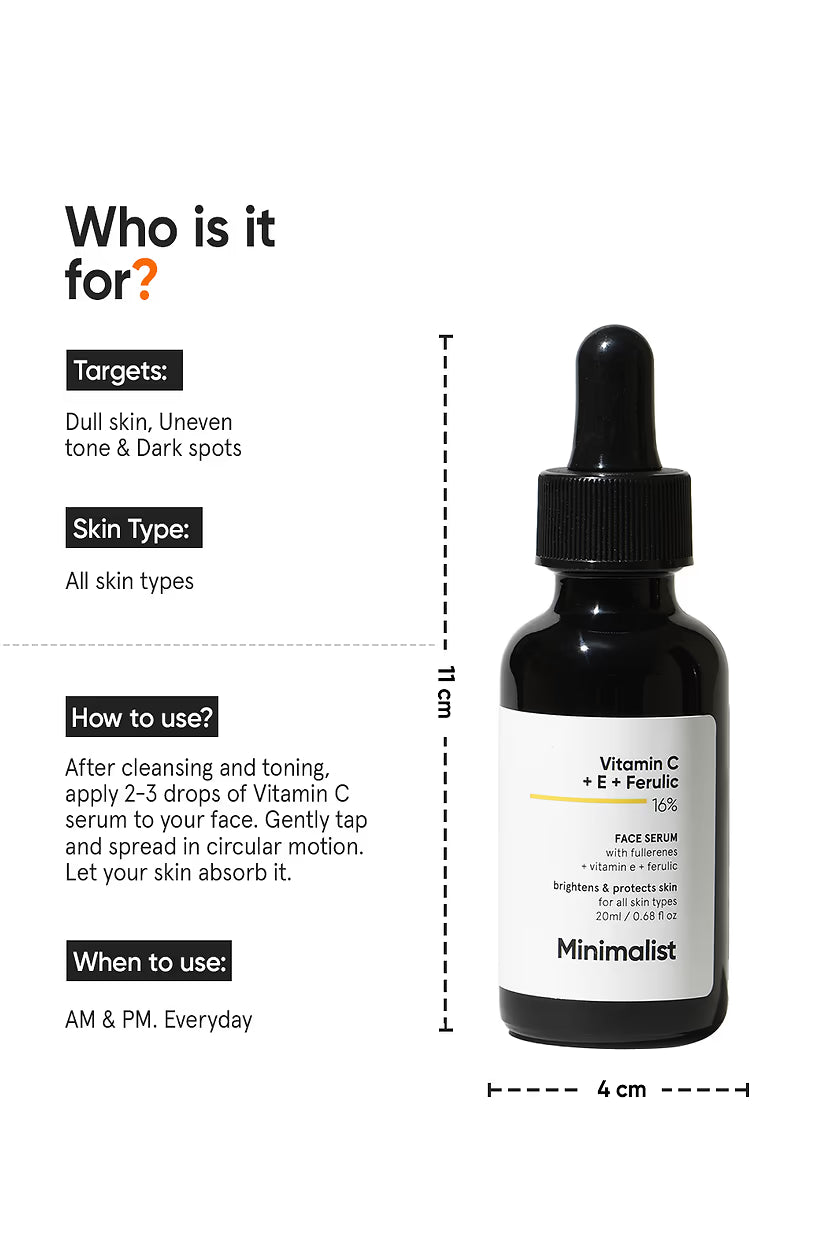 Minimilist - Vitamin C + E + Ferulic 16% Face Serum 20ml - Zilion