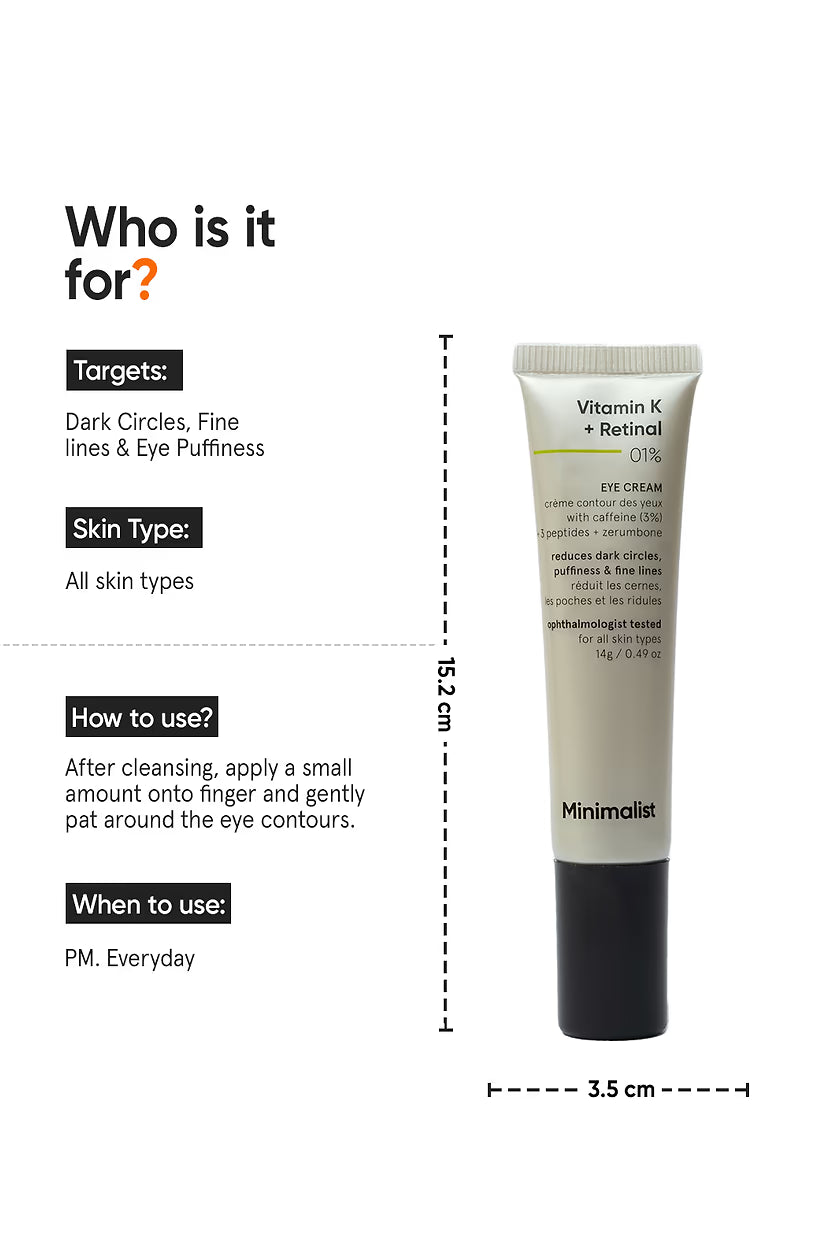Minimilist - Vitamin K + Retinal 1% Eye Cream 14g - Zilion