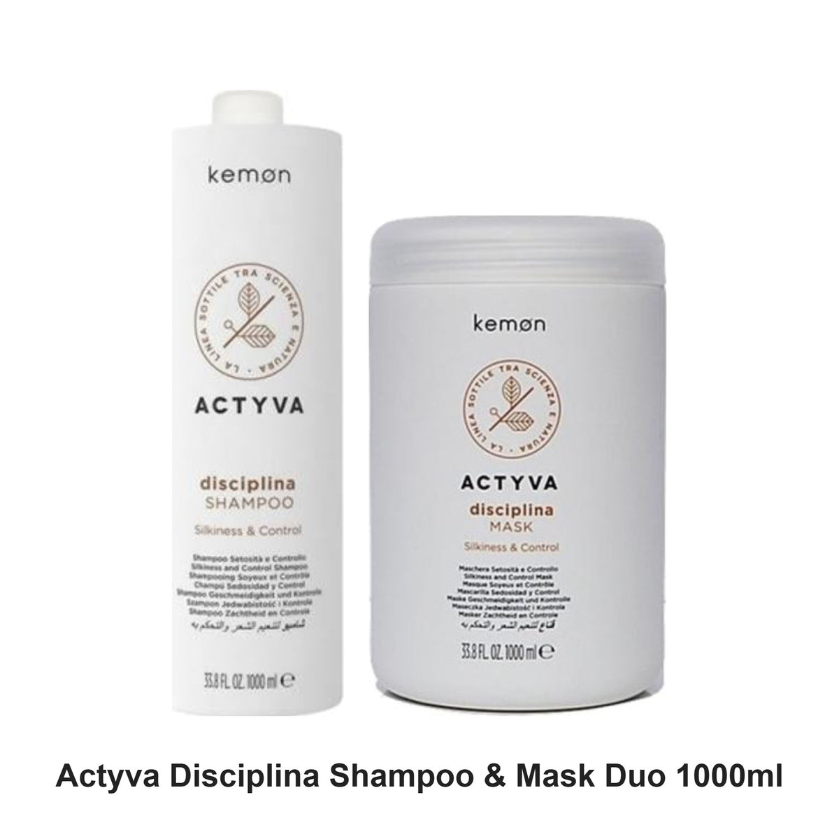 Actyva - Disciplina Shampoo & Mask Duo 1000ml Bundle – bundle contents: Disciplina Shampoo 1000ml, Disciplina Mask 1000ml