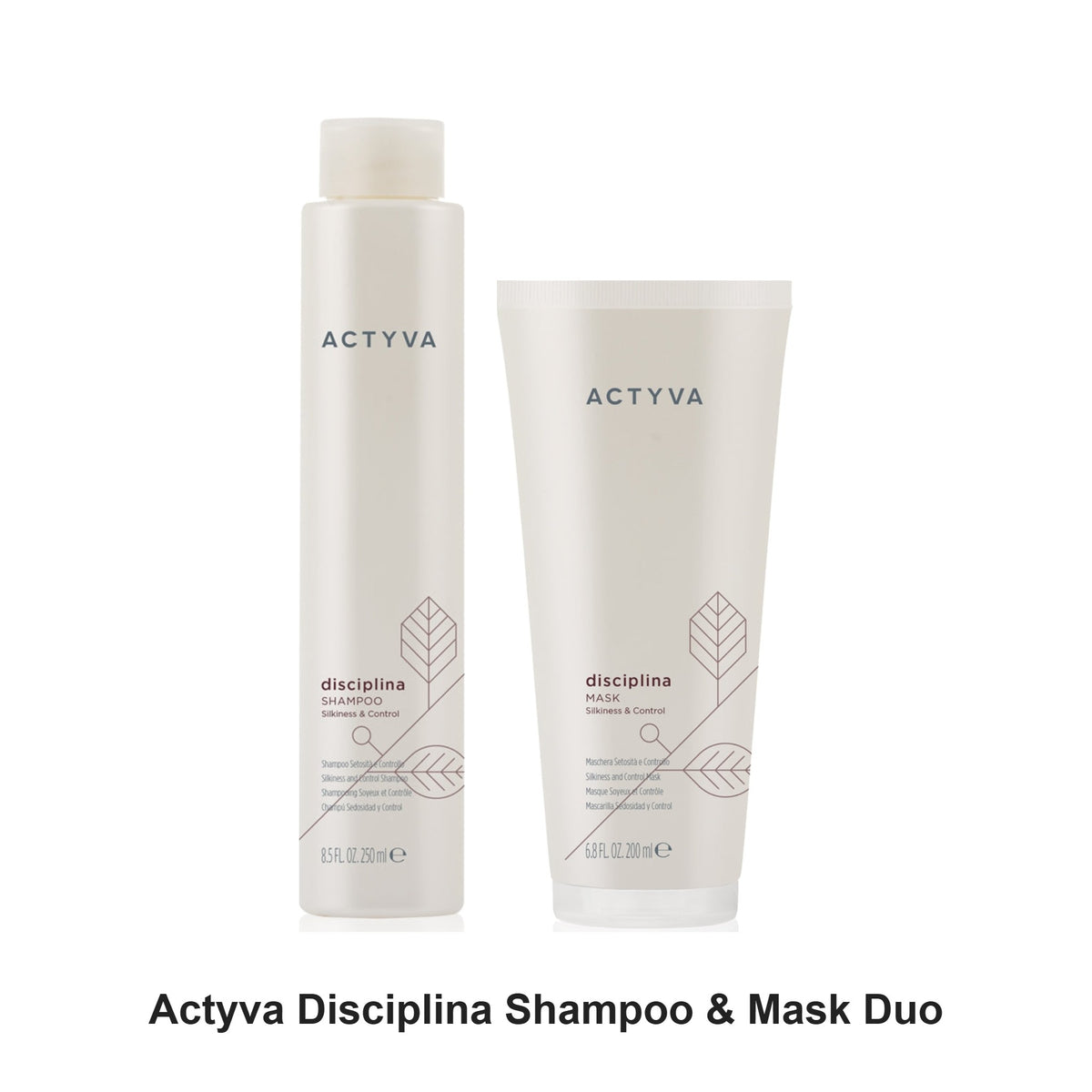 Actyva - Disciplina Shampoo & Mask Duo Bundle – bundle contents: Disciplina Shampoo for Wavy, Frizzy, Curly Hair 235ml, Disciplina Nourishing & Taming Treatment Mask 200ml
