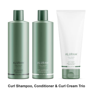 Aluram - Curl Shampoo, Conditioner & Curl Cream Trio Bundle – bundle contents: Curl Shampoo 355ml, Curl Conditioner 355ml, Curl Cream 177ml