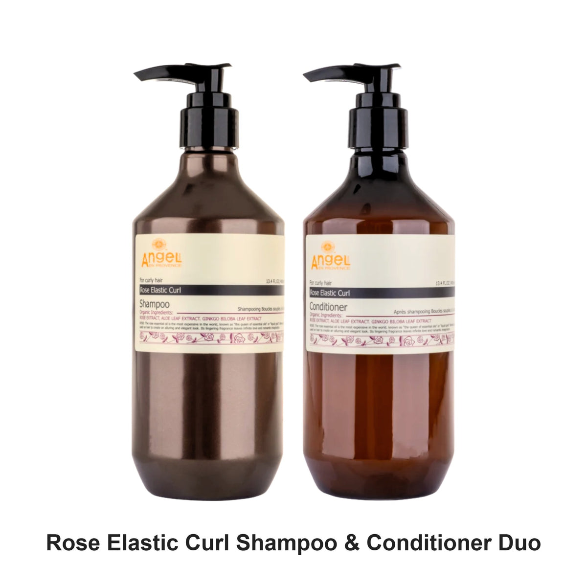 Angel En Provence - Rose Elastic Curl Shampoo & Conditioner Duo Bundle – bundle contents: Rose Elastic Curl Shampoo 400ml, Rose Elastic Curl Conditioner 400ml