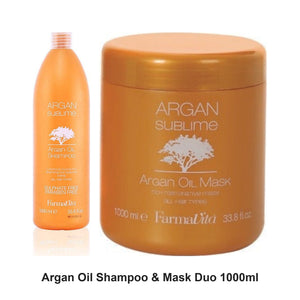 Argan Sublime - Argan Oil Shampoo & Mask Duo 1000ml Bundle – bundle contents: Argan Oil Shampoo 1000ml, Argan Oil Mask 1000ml