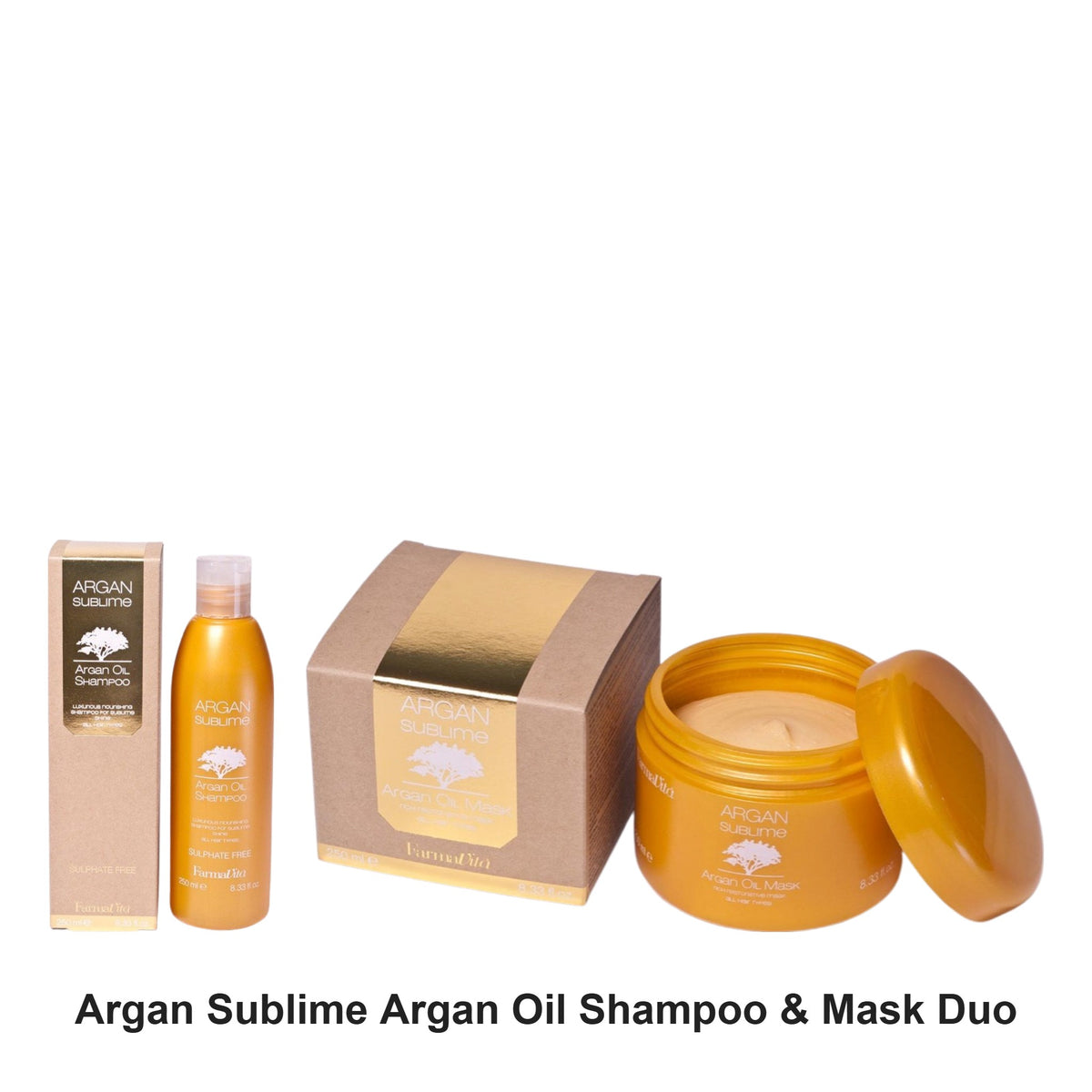 Argan Sublime - Argan Oil Shampoo & Mask Duo Bundle – bundle contents: Argan Oil Shampoo 250ml, Argan Oil Mask 250ml