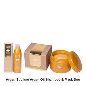 Argan Sublime - Argan Oil Shampoo & Mask Duo Bundle – bundle contents: Argan Oil Shampoo 250ml, Argan Oil Mask 250ml