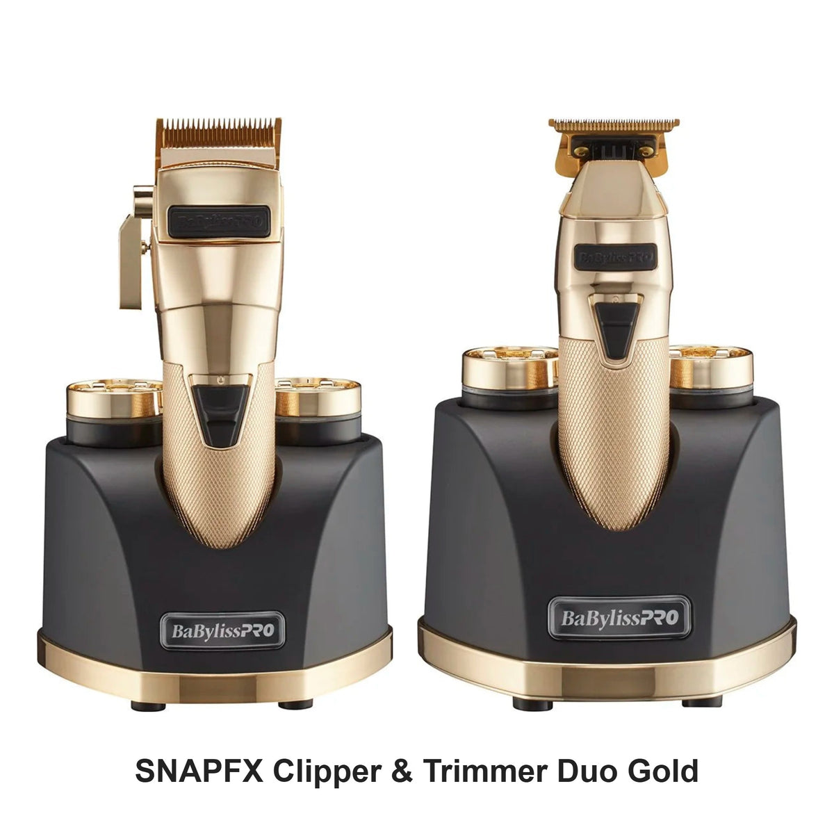 BaByliss Pro - SNAPFX Clipper & Trimmer Duo Gold Bundle – bundle contents: SNAPFX Clipper Gold, SNAPFX Trimmer Gold