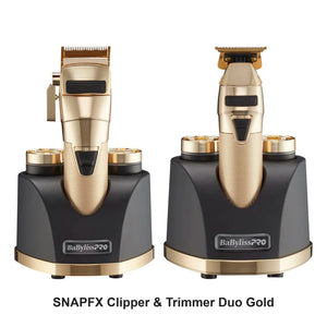 BaByliss Pro - SNAPFX Clipper & Trimmer Duo Gold Bundle – bundle contents: SNAPFX Clipper Gold, SNAPFX Trimmer Gold