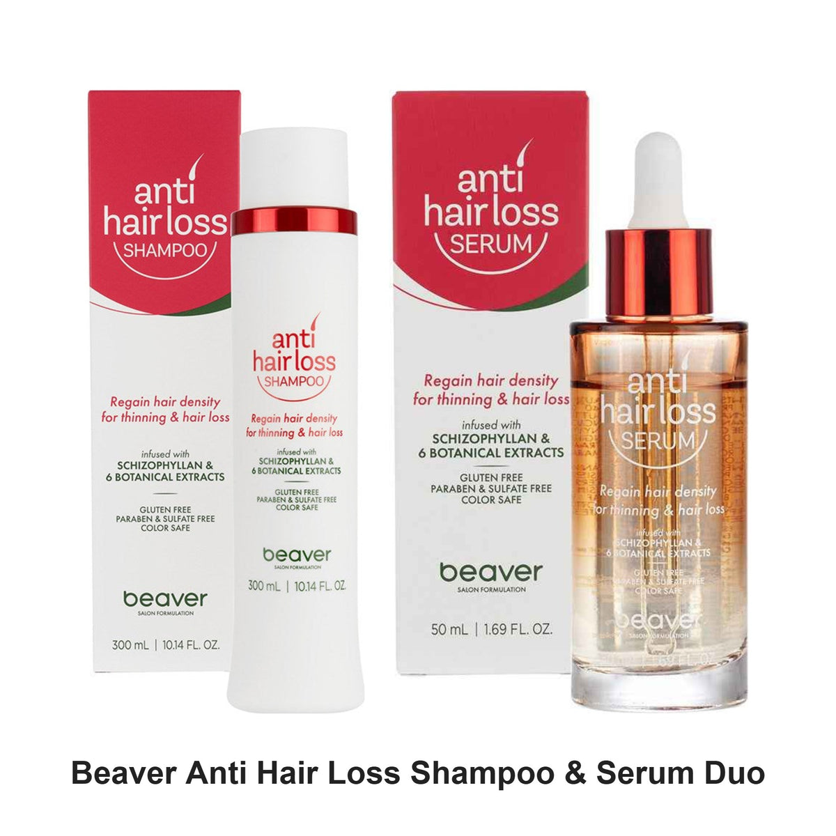 Beaver - Anti Hair Loss Shampoo & Serum Duo Bundle – bundle contents: Anti Hair Loss Shampoo 300ml, Anti Hair Loss Serum 50ml