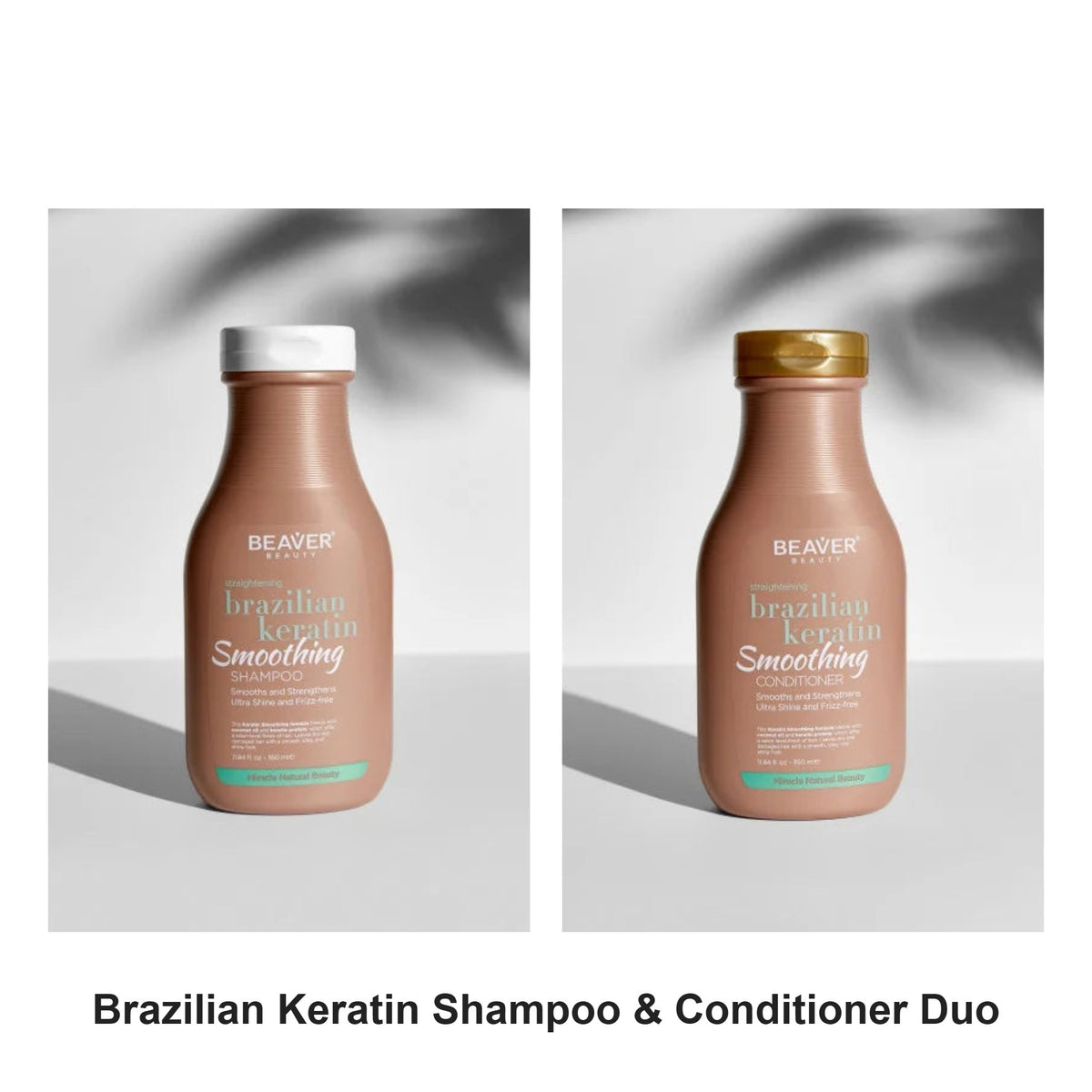 Beaver - Brazilian Keratin Shampoo & Conditioner Duo Bundle – bundle contents: Brazilian Keratin Shampoo 350ml, Brazilian Keratin Conditioner 350ml