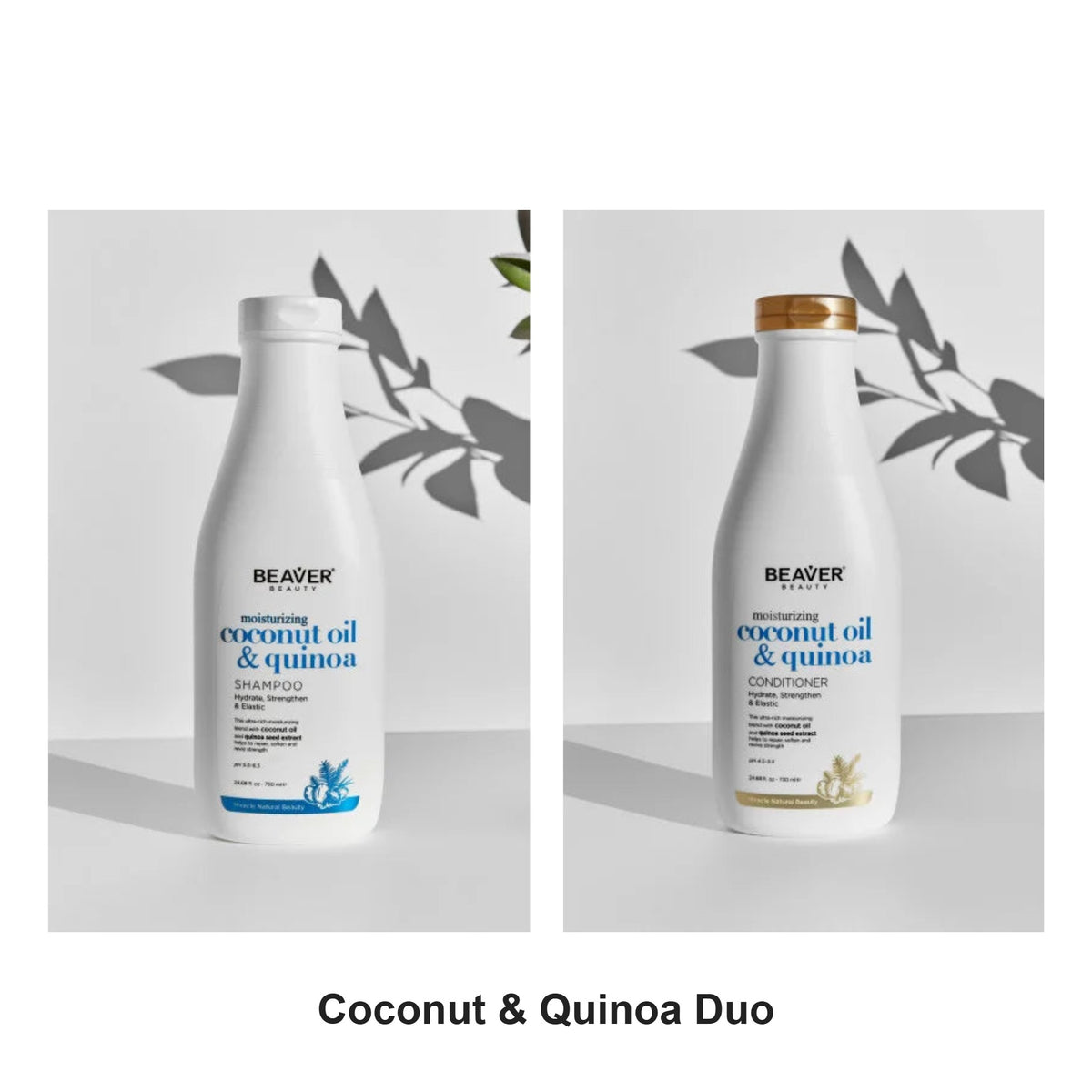Beaver - Coconut & Quinoa Shampoo & Conditioner Duo 730ml Bundle – bundle contents: Coconut & Quinoa Shampoo 730ml, Coconut & Quinoa Conditioner 730ml