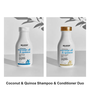 Beaver - Coconut & Quinoa Shampoo & Conditioner Duo Bundle – bundle contents: Coconut & Quinoa Shampoo 350ml, Coconut & Quinoa Conditioner 350ml