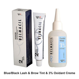 Belmacil - Blue/Black Lash & Brow Tint & 3% Oxidant Creme Duo Bundle – bundle contents: Blue/Black Lash & Brow Tint 20ml, 3% Oxidant Creme Activator 100ml