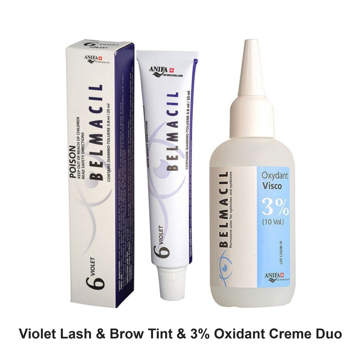 Belmacil - Violet Lash & Brow Tint & 3% Oxidant Creme Duo Bundle – bundle contents: Violet Lash & Brow Tint 20ml, 3% Oxidant Creme Activator 100ml