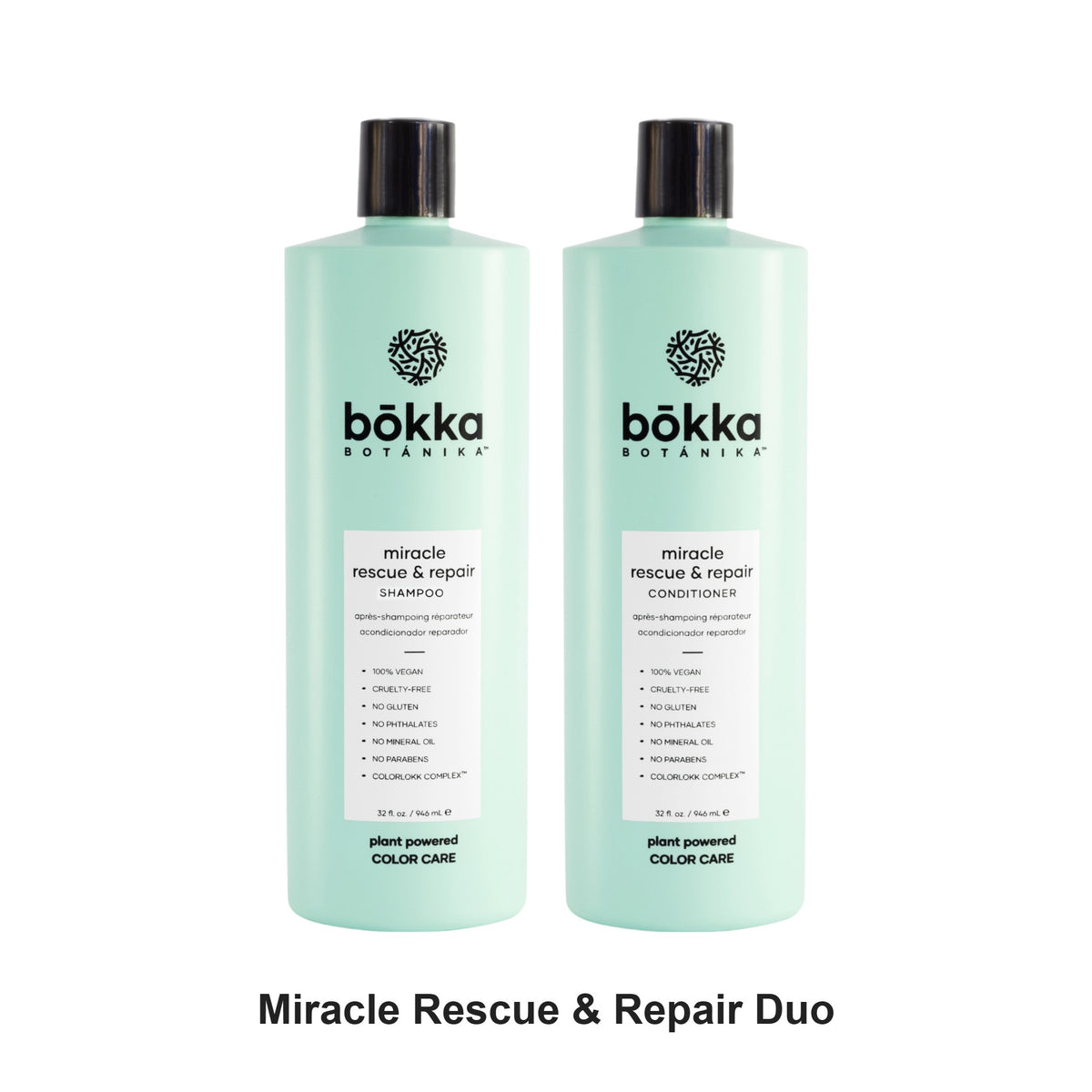 Bokka Botanika - Miracle Rescue & Repair Shampoo & Conditioner Duo 946ml Bundle – bundle contents: Miracle Rescue & Repair Shampoo 946ml, Miracle Rescue & Repair Conditioner 946ml