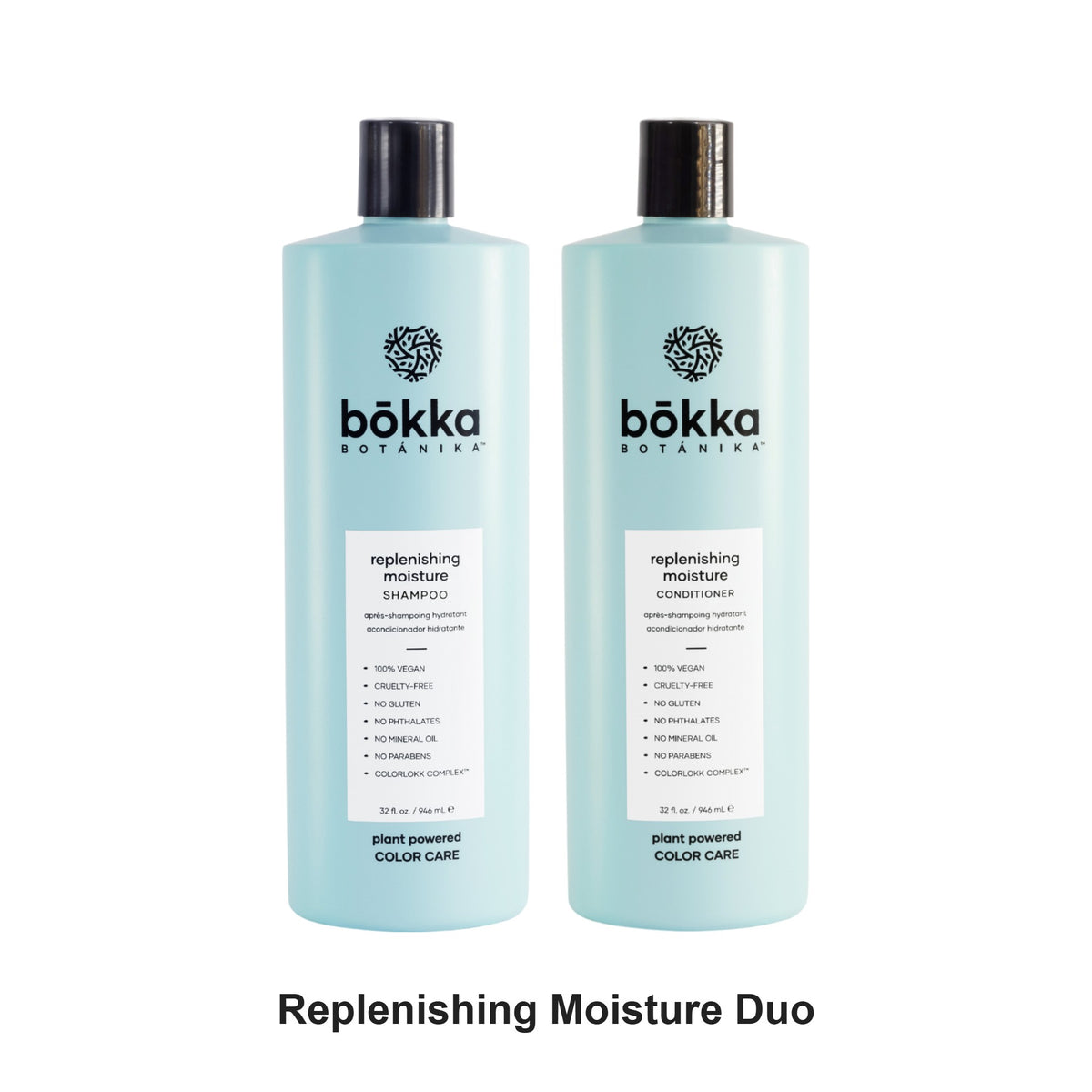 Bokka Botanika - Replenishing Moisture Shampoo & Conditioner Duo 946ml Bundle – bundle contents: Replenishing Moisture Shampoo 946ml, Replenishing Moisture Conditioner 946ml