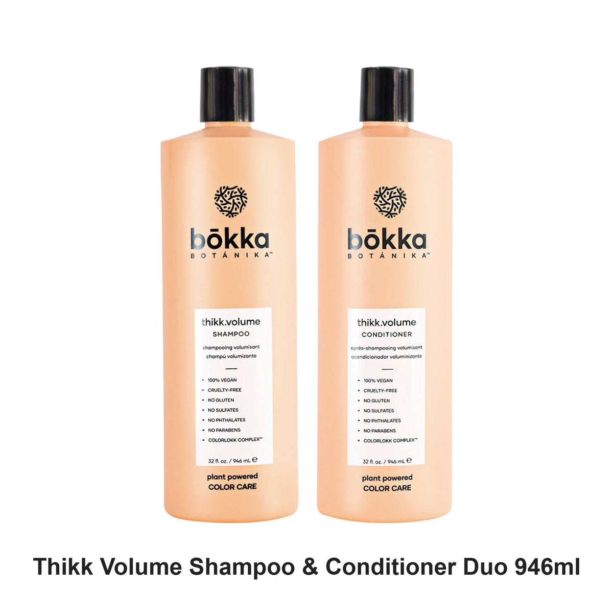 Bokka Botanika - Thikk Volume Shampoo & Conditioner Duo 946ml Bundle – bundle contents: Thikk Volume Shampoo 946ml, Thikk Volume Conditioner 946ml