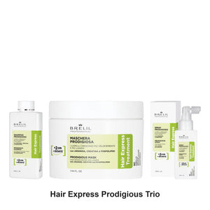 Brelil - Hair Express Prodigious Shampoo, Mask & Spray Trio Bundle – bundle contents: Hair Express Prodigious Shampoo 250ml, Hair Express Prodigious Mask 200ml, Hair Express Prodigious Spray 100ml