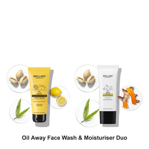 Brillare - Oil Away Face Wash & Moisturiser Duo Bundle – bundle contents: Oil Away Face Wash For Oily, Acne Prone Skin 100ml, Oil Away Moisturiser For Oily, Acne Prone Skin 50ml