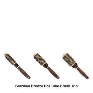 Brushworx - Brazilian Bronze Hot Tube Brush Trio Bundle – bundle contents: Brazilian Bronze Hot Tube Brush - Small 40mm, Brazilian Bronze Hot Tube Brush - Medium 50mm, Brazilian Bronze Hot Tube Brush - Large 60mm