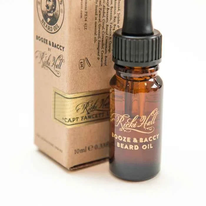 Captain Fawcett - Ricki Hall Booze and Baccy Beard Oil Travel – Twin Pack (2 x 10ml) – Captain Fawcett - Ricki Hall Booze and Baccy Beard Oil Travel 10ml