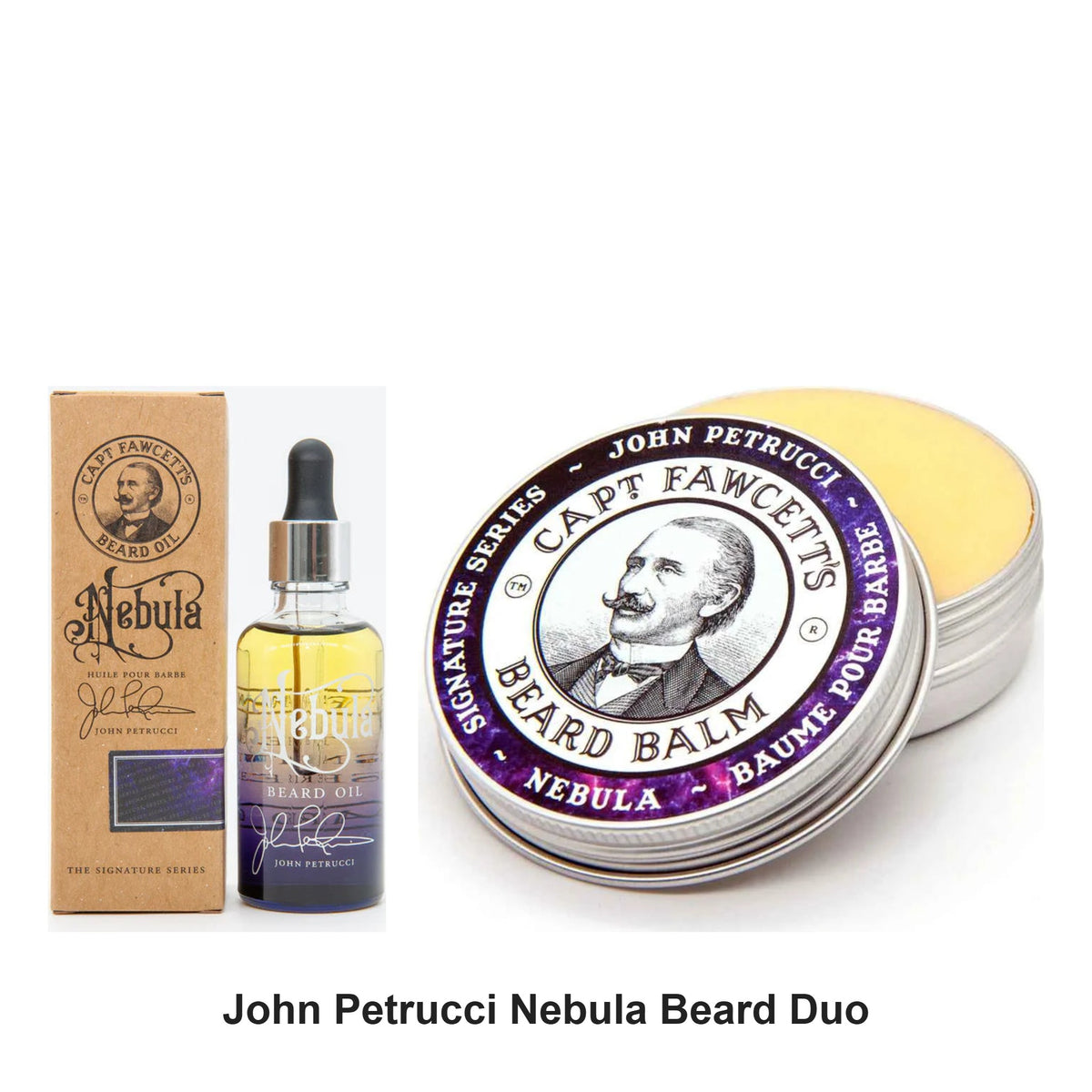 Captain Fawcett - John Petrucci Nebula Beard Oil & Beard Balm Duo Bundle – bundle contents: John Petrucci Nebula Beard Oil 50ml, John Petrucci Nebula Beard Balm 60ml