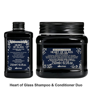Davines - Heart of Glass Shampoo & Conditioner Duo Bundle – bundle contents: Heart of Glass Silkening Shampoo 250ml, Heart of Glass Rich Conditioner 250ml