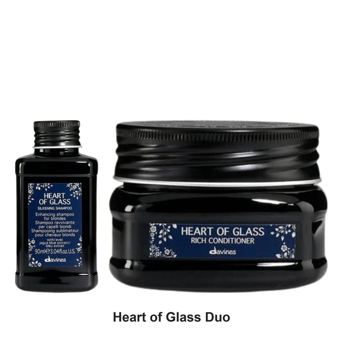 Davines - Heart of Glass Shampoo & Conditioner Travel Duo Bundle – bundle contents: Heart of Glass Rich Silkening Shampoo Travel 90ml, Heart of Glass Rich Conditioner Travel 90ml