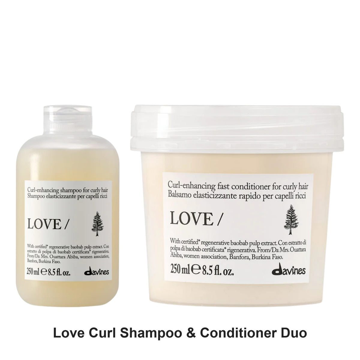 Davines - Love Curl Shampoo & Conditioner Duo Bundle – bundle contents: Love Curl Shampoo 250ml, Love Curl Conditioner 250ml