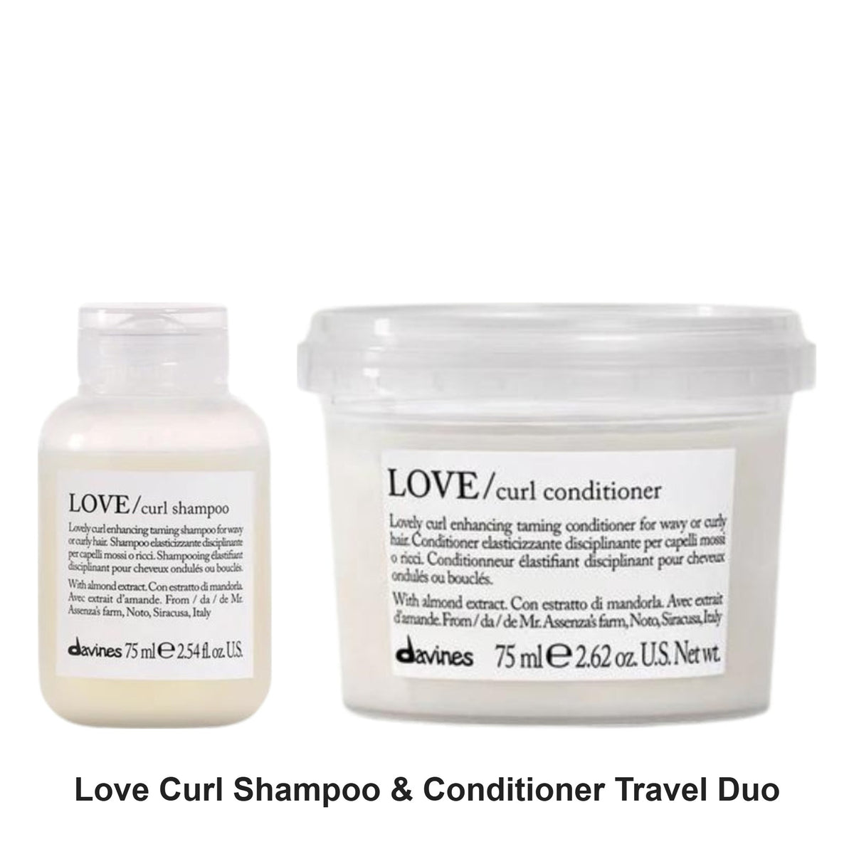 Davines - Love Curl Shampoo & Conditioner Travel Duo Bundle – bundle contents: Love Curl Shampoo Travel 75ml, Love Curl Conditioner Travel 75ml