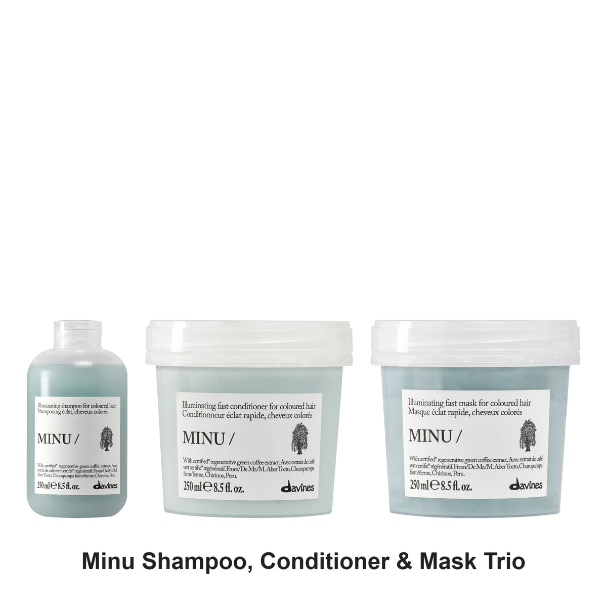 Davines - Minu Shampoo, Conditioner & Mask Trio Bundle – bundle contents: Minu Shampoo 250ml, Minu Conditioner 250ml, Minu Hair Mask 250ml