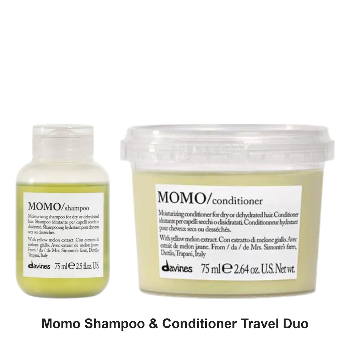 Davines - Momo Shampoo & Conditioner Travel Duo Bundle – bundle contents: Momo Shampoo Travel 75ml, Momo Conditioner Travel 75ml